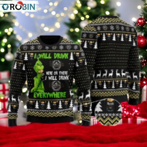 Modelo Negra Grinch Will Drink Everywhere Ugly Sweater