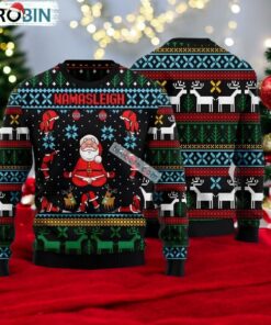 Namasleigh Santa Claus Yoga Black Plus Size Ugly Christmas Sweater