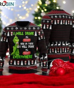 National Bohemian Grinch Will Drink Everywhere Ugly Sweater National Bohemian Grinch Will Drink Everywhere Ugly Sweater