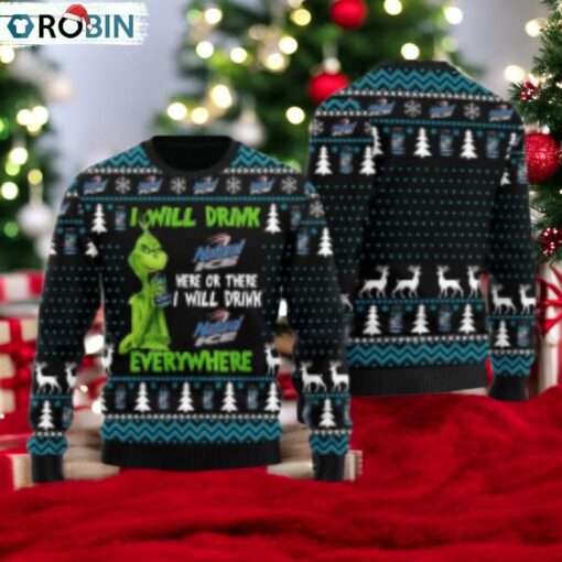 Natural Ice Grinch Will Drink Everywhere Ugly Sweater