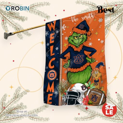 NCAA Auburn Tigers Football Grinch Welcome Christmas Garden Flag   Custom Name
