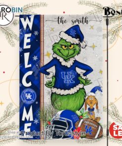 NCAA Kentucky Wildcats Football Grinch Welcome Christmas Garden Flag   Custom Name NCAA Kentucky Wildcats Football Grinch Welcome Christmas Garden Flag   Custom Name