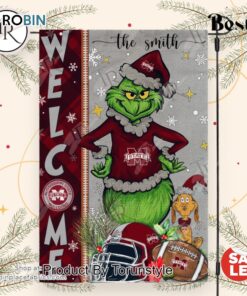NCAA Mississippi State Bulldogs Football Grinch Welcome Christmas Garden Flag   Custom Name