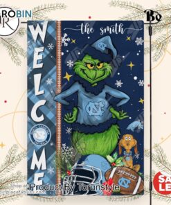 NCAA North Carolina Tar Heels Football Grinch Welcome Christmas Garden Flag   Custom Name NCAA North Carolina Tar Heels Football Grinch Welcome Christmas Garden Flag   Custom Name