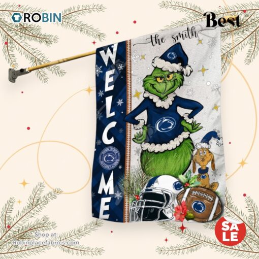 NCAA Penn State Nittany Lions Football Grinch Welcome Christmas Garden Flag   Custom Name