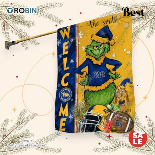NCAA Pittsburgh Panthers Football Grinch Welcome Christmas Garden Flag   Custom Name