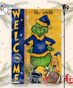 NCAA Pittsburgh Panthers Football Grinch Welcome Christmas Garden Flag   Custom Name NCAA Pittsburgh Panthers Football Grinch Welcome Christmas Garden Flag   Custom Name