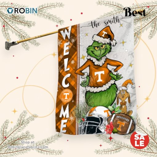 NCAA Tennessee Volunteers Football Grinch Welcome Christmas Garden Flag   Custom Name