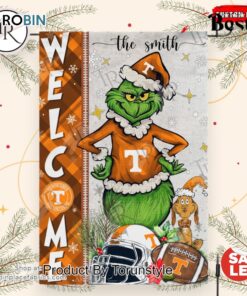 NCAA Tennessee Volunteers Football Grinch Welcome Christmas Garden Flag   Custom Name