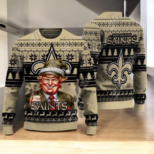 New Orleans Saints Christmas Donald Trump Knitted Sweater