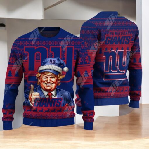 New York Giants Christmas Donald Trump Knitted Sweater