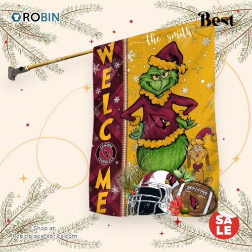 NFL Arizona Cardinals Football Grinch Welcome Christmas Garden Flag   Custom Name
