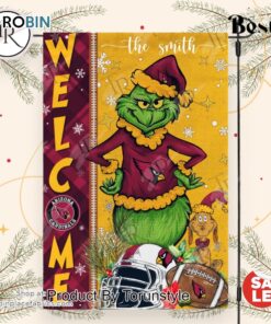 NFL Arizona Cardinals Football Grinch Welcome Christmas Garden Flag   Custom Name NFL Arizona Cardinals Football Grinch Welcome Christmas Garden Flag   Custom Name