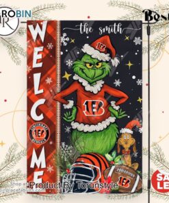 NFL Cincinnati Bengals Football Grinch Welcome Christmas Garden Flag   Custom Name NFL Cincinnati Bengals Football Grinch Welcome Christmas Garden Flag   Custom Name