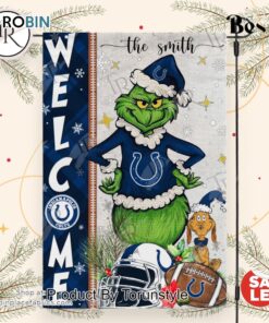 NFL Indianapolis Colts Football Grinch Welcome Christmas Garden Flag   Custom Name