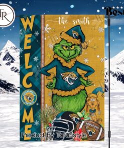 NFL Jacksonville Jaguars Football Grinch Welcome Christmas Garden Flag   Custom Name NFL Jacksonville Jaguars Football Grinch Welcome Christmas Garden Flag   Custom Name