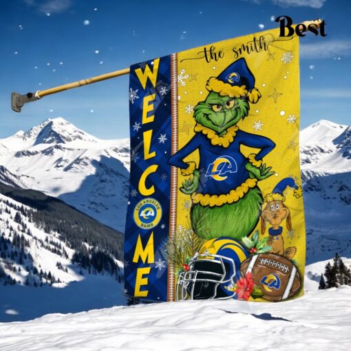 NFL Los Angeles Rams Football Grinch Welcome Christmas Garden Flag   Custom Name