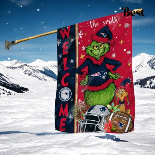 NFL New England Patriots Football Grinch Welcome Christmas Garden Flag   Custom Name