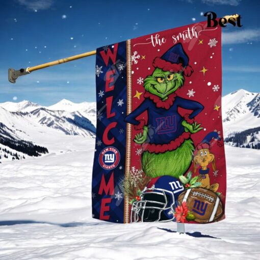 NFL New York Giants Football Grinch Welcome Christmas Garden Flag   Custom Name