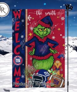 NFL New York Giants Football Grinch Welcome Christmas Garden Flag   Custom Name