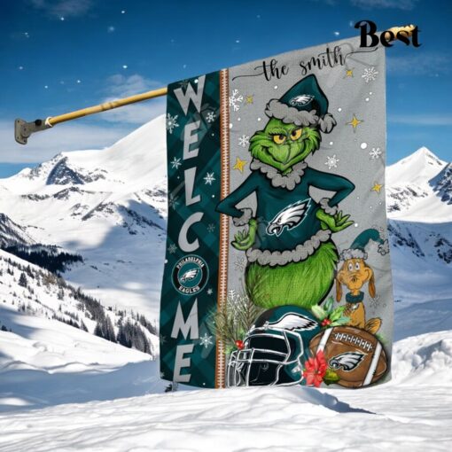 NFL Philadelphia Eagles Football Grinch Welcome Christmas Garden Flag   Custom Name