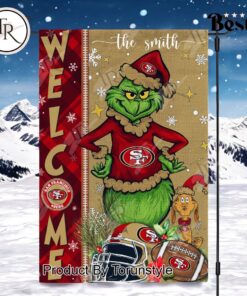 NFL San Francisco 49ers Football Grinch Welcome Christmas Garden Flag   Custom Name