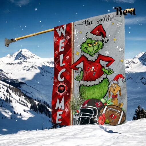 NFL Tampa Bay Buccaneers Football Grinch Welcome Christmas Garden Flag   Custom Name