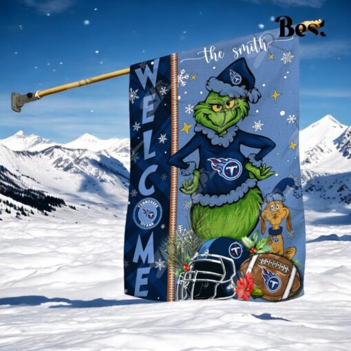 NFL Tennessee Titans Football Grinch Welcome Christmas Garden Flag   Custom Name