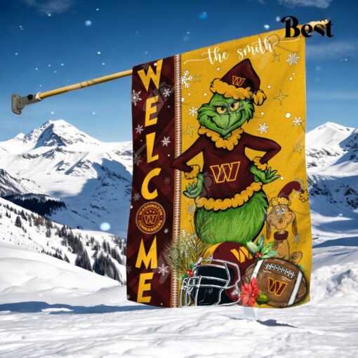 NFL Washington Commanders Football Grinch Welcome Christmas Garden Flag   Custom Name