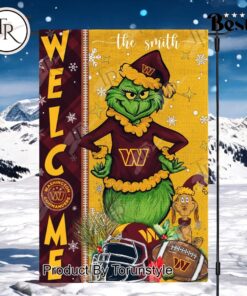 NFL Washington Commanders Football Grinch Welcome Christmas Garden Flag   Custom Name