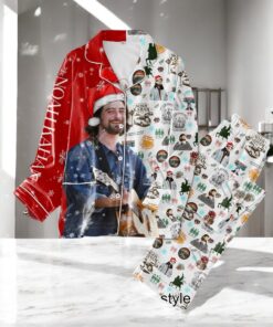 Noah Kahan Merry Christmas Button Down Pajamas Set