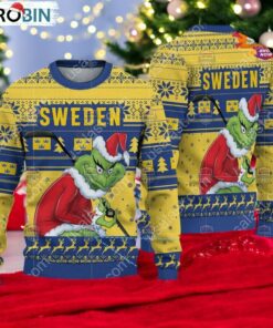 Norway Ice Hockey Team Grinch Hockey Stick Ugly Christmas Sweater