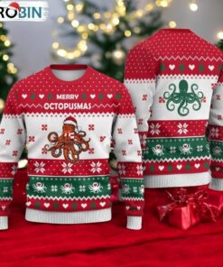 Octopus Santa Hat Ugly Christmas Sweater