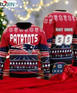 Patriots Logo New England Football Team Xmas Gift Ugly Christmas Sweater Custom Funny
