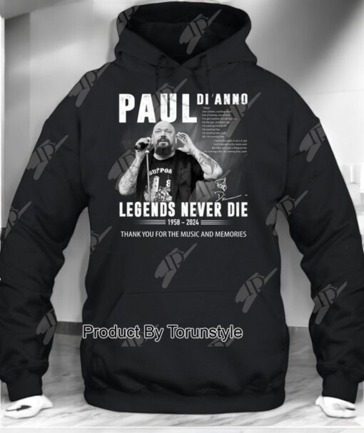 Paul Di’Anno Legends Never Die 1958 2024 Thank You For The Music And Memories Unisex Shirt