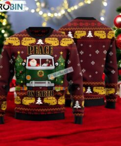 Peace On Earth Jesus And Santa Claus Red Womens Ugly Christmas Sweater