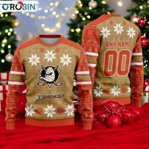 Personalized Anaheim Ducks Ugly Sweater For Christmas