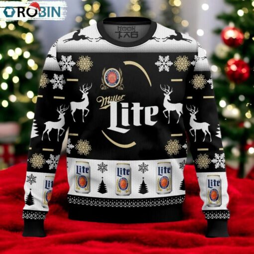 Personalized Black Miller Lite Ugly Sweater