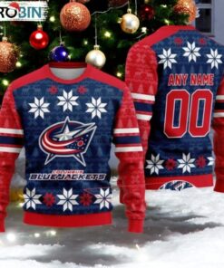 Personalized Columbus Blue Jackets Ugly Sweater For Christmas