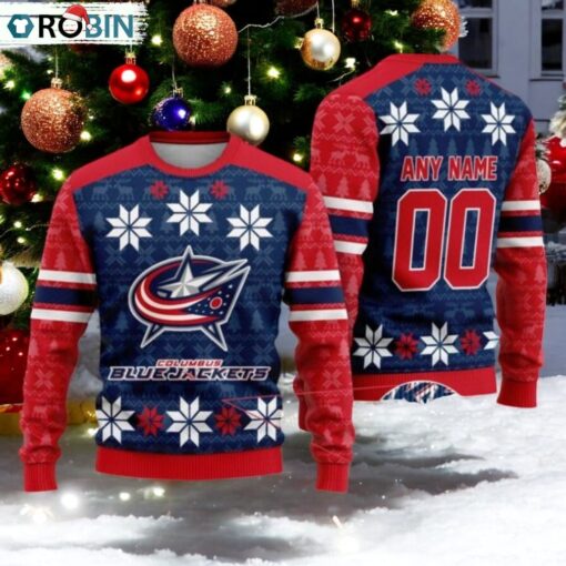 Personalized Columbus Blue Jackets Ugly Sweater For Christmas