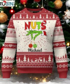Personalized Matching Couple Ugly Christmas Sweater Custom Name Chestnuts Xmas Funny Nuts TS02