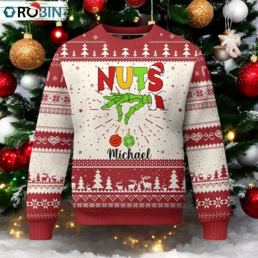 Personalized Matching Couple Ugly Christmas Sweater Custom Name Chestnuts Xmas Funny Nuts TS02