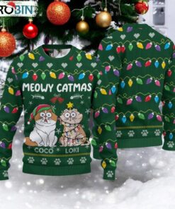 Personalized Meowy Catmas Ugly Xmas Pattern Sweater