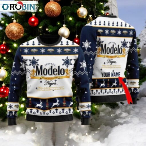 Personalized Modelo Beer Christmas Ugly Sweater