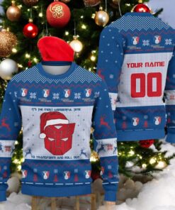 Personalized Transformer Christmas Ugly Sweater, Optimus Prime Xmas Shirt, Autobot Sweatshirt, Bumblebee Shirt, Holiday Gift For Men