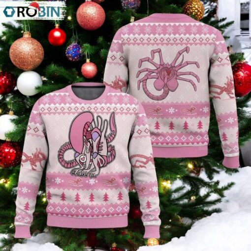 Pink Christmas Alien Xenomorph Ugly Sweater