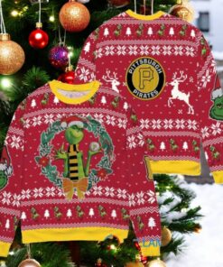 Pittsburgh Pirates x Grinch Dr. Seuss How the Grinch Stole Christmas MLB with World Series Trophy Ugly Christmas Sweater Red Pittsburgh Pirates x Grinch Dr. Seuss How the Grinch Stole Christmas MLB with World Series Trophy Ugly Christmas Sweater Red