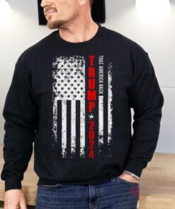 Political Trump 2024 American Flag Adult Shirt