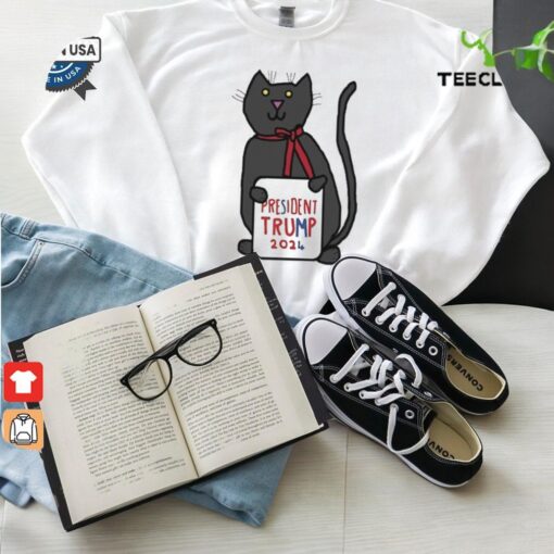 President Trump 2024 Sign And Cute Cat Shirt