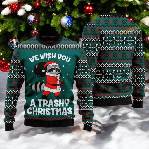 Raccoon Trashy All Over Print Ugly Christmas Sweater, Sweatshirt, Cute Ugly Christmas Sweater, Sweatshirt